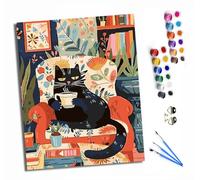 HONGPZH Paint by Numbers for Adults and Beginner Painting by Number with Frame Oil Paintings on Canvas House Wall Decor 16x20in Gato Negro en el sofá