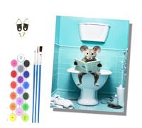 HONGPZH Paint by Numbers for Adults and Beginner Painting by Number Without Frame Oil Paintings on Canvas House Wall Decor 16x20in Toilet-Reading-News-Mouse