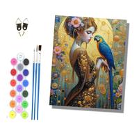 HONGPZH Paint by Numbers for Adults and Beginner Painting by Number Without Frame Oil Paintings on Canvas House Wall Decor 16x20in Golden Robe Female Parrot