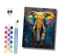 HONGPZH Paint by Numbers for Adults and Beginner Painting by Number Without Frame Oil Paintings on Canvas House Wall Decor 16x20in Colorful Art Elephant