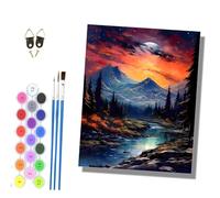 HONGPZH Paint by Numbers for Adults and Beginner Painting by Number Without Frame Oil Paintings on Canvas House Wall Decor 16x20in Moonlit River in the Mountains