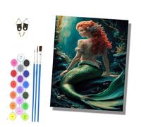 HONGPZH Paint by Numbers for Adults and Beginner Painting by Number Without Frame Oil Paintings on Canvas House Wall Decor 16x20in Mermaids in the Deep Sea