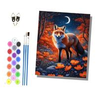 HONGPZH Paint by Numbers for Adults and Beginner Painting by Number Without Frame Oil Paintings on Canvas House Wall Decor 16x20in A red Fox Under the Moon and Among the Flowers