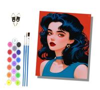 HONGPZH Paint by Numbers for Adults and Beginner Painting by Number Without Frame Oil Paintings on Canvas House Wall Decor 16x20in Retro American Comic Girl