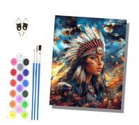 HONGPZH Paint by Numbers for Adults and Beginner Painting by Number Without Frame Oil Paintings on Canvas House Wall Decor 16x20in Feathered Hat Woman Among the Flock of Eagles