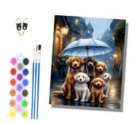 HONGPZH Paint by Numbers for Adults and Beginner Painting by Number Without Frame Oil Paintings on Canvas House Wall Decor 16x20in A Pack of Dogs Sharing an Umbrella
