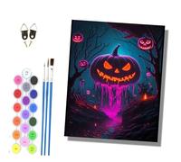 HONGPZH Paint by Numbers for Adults and Beginner Painting by Number Without Frame Oil Paintings on Canvas House Wall Decor 16x20in Eerie Style Pumpkin Lantern