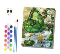 HONGPZH Paint by Numbers for Adults and Beginner Painting by Number Without Frame Oil Paintings on Canvas House Wall Decor 16x20in Green Butterfly Flower Border