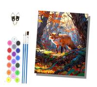 HONGPZH Paint by Numbers for Adults and Beginner Painting by Number Without Frame Oil Paintings on Canvas House Wall Decor 16x20in Red Fox in the Autumn Woods
