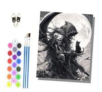 HONGPZH Paint by Numbers for Adults and Beginner Painting by Number Without Frame Oil Paintings on Canvas House Wall Decor 16x20in Death and the Black Cat