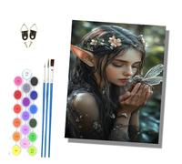 HONGPZH Paint by Numbers for Adults and Beginner Painting by Number Without Frame Oil Paintings on Canvas House Wall Decor 16x20in Butterfly Fairy Girl