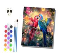 HONGPZH Paint by Numbers for Adults and Beginner Painting by Number Without Frame Oil Paintings on Canvas House Wall Decor 16x20in Blue and red Parrots kiss