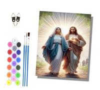 HONGPZH Paint by Numbers for Adults and Beginner Painting by Number Without Frame Oil Paintings on Canvas House Wall Decor 16x20in Jesus and Our Lady Together