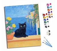 HONGPZH Paint by Numbers for Adults and Beginner Painting by Number Without Frame Oil Paintings on Canvas House Wall Decor 16x20in Dreamy Black Cat