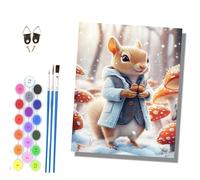 HONGPZH Paint by Numbers for Adults and Beginner Painting by Number Without Frame Oil Paintings on Canvas House Wall Decor 16x20in A Little Squirrel Carrying an Acorn in the Snow