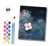 HONGPZH Paint by Numbers for Adults and Beginner Painting by Number Without Frame Oil Paintings on Canvas House Wall Decor 16x20in Flowers Float on the Water, Creating Ripples