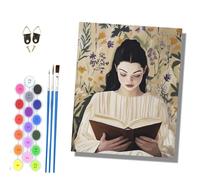 HONGPZH Paint by Numbers for Adults and Beginner Painting by Number Without Frame Oil Paintings on Canvas House Wall Decor 16x20in A Beautiful Girl Reading a Book