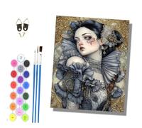 HONGPZH Paint by Numbers for Adults Painting by Numbers for Adults Canvas Kits Paint by Number Crafts Kits for Relax and De-Stress Gift Home Decoration 16x20 inch Diamond Makeup Girl