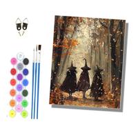 HONGPZH Paint by Numbers for Adults Painting by Numbers for Adults Canvas Kits Paint by Number Crafts Kits for Relax and De-Stress 16x20 inch Three Witches in the Woods