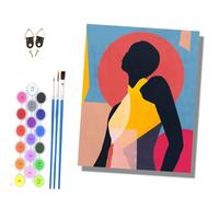 HONGPZH Paint by Numbers for Adults Painting by Numbers for Adults Canvas Kits Paint by Number Crafts Kits for Gift Home Decoration 16x20 inch Simple Dark-Skinned Beauty