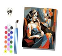HONGPZH Paint by Numbers for Adults Painting by Numbers for Adults Canvas Kits Paint by Number Crafts Kits for Relax and De-Stress 16x20 inch Geometric Style Female Portrait