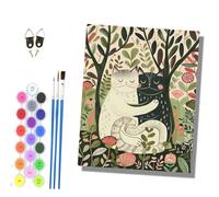 HONGPZH Paint by Numbers for Adults Painting by Numbers for Adults Canvas Kits Paint by Number Crafts Kits for Relax and De-Stress 16x20 inch Two Cats embracing in the Woods