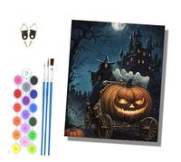 HONGPZH Paint by Numbers for Adults Painting by Numbers for Adults Canvas Kits Paint by Number Crafts Kits for Gift Home Decoration 16x20 inch The Witch's Pumpkin Carriage