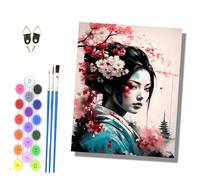 HONGPZH Paint by Numbers Kits for Adults Painting Kits for Beginners Colored Canvas Easy Acrylic Pigment Drawing Paintwork for Home Wall Decor 16x20in Frameless Japanese Girl in Kimono. (Copy.jpg)