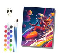 HONGPZH Paint by Numbers Kits for Adults Painting Kits for Beginners Colored Canvas Easy Acrylic Pigment Drawing Paintwork for Home Wall Decor 16x20in Frameless Beautiful Woman Riding a Rocket