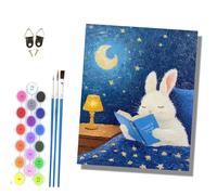 HONGPZH Paint by Numbers Kits for Adults Painting Kits for Beginners Colored Canvas Easy Acrylic Pigment Drawing Paintwork for Home Wall Decor 16x20in Frameless Goodnight, Cute Bunny