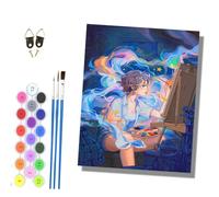 HONGPZH Paint by Numbers Kits for Adults Painting Kits for Beginners Colored Canvas Easy Acrylic Pigment Drawing Paintwork for Home Wall Decor 16x20in Frameless A Girl who Paints Dreams