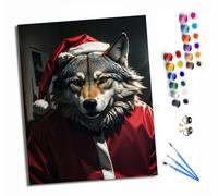 HONGPZH Paint by Numbers Kits for Adults Painting Kits for Beginners On Clear Symbols Colored Canvas Easy Acrylic Pigment Drawing Paintwork for Home Wall Decor 16x20in Frameless Christmas Wolf