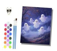 HONGPZH Paint by Numbers Kits for Adults Painting Kits for Beginners On Clear Symbols Colored Canvas Acrylic Pigment Drawing Paintwork 16x20in Frameless Little Ghost in the Woods