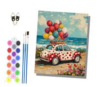 HONGPZH Paint by Numbers Kits for Adults Painting Kits for Beginners On Clear Symbols Colored Canvas Acrylic Pigment for 16x20in Frameless Balloon Polka Dot Car