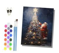 HONGPZH Paint by Numbers Kits for Adults Painting Kits for Beginners On Clear Symbols Colored Canvas Acrylic Pigment for 16x20in Frameless Santa Claus Decorating Christmas Trees