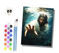 HONGPZH Paint by Numbers Kits for Adults Painting Kits for Beginners On Clear Symbols Colored Canvas Acrylic Pigment for 16x20in Frameless People who lend a Helping Hand in the Water