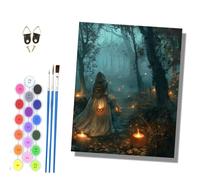 HONGPZH Paint by Numbers Kits for Adults Painting Kits for Beginners On Clear Symbols Colored Canvas Acrylic Pigment Drawing Paintwork 16x20in Frameless The man with a Lantern in the Woods
