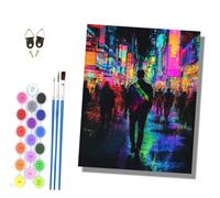 HONGPZH Paint by Numbers Kits for Adults Painting Kits for Beginners On Clear Symbols Colored Canvas Acrylic Pigment for 16x20in Frameless Neon Street Lone Ranger