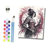 HONGPZH Paint by Numbers Kits for Adults Painting Kits for Beginners On Colored Canvas Acrylic Pigment for Home Wall Decor 16x20in Frameless The Female Warrior Under the Cherry Blossoms