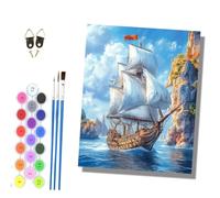 HONGPZH Paint by Numbers Kits for Adults Painting Kits for Beginners On Colored Canvas Acrylic Pigment for Home Wall Decor 16x20in Frameless Sailing Through the Rocky Gorge
