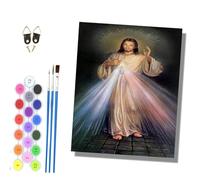 HONGPZH Paint by Numbers Kits for Adults Painting Kits for Beginners On Colored Canvas Acrylic Pigment for Home Wall Decor 16x20in Frameless Jesus's Merciful Face