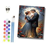 HONGPZH Paint by Numbers Kits for Adults Painting Kits for Beginners On Colored Canvas Acrylic Pigment for Home Wall Decor 16x20in Frameless Embracing Roses Under the Moonlight