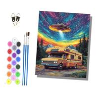 HONGPZH Paint by Numbers Kits for Adults Painting Kits for Beginners On Colored Canvas Acrylic Pigment for Home Wall Decor 16x20in Frameless Starship RV