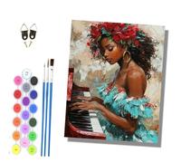HONGPZH Paint by Numbers Kits for Adults Painting Kits for Beginners Symbols Colored Canvas Acrylic Pigment Drawing Paintwork for Home Wall Decor 16x20in Frameless The Woman Playing the Piano