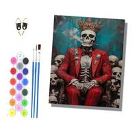 HONGPZH Paint by Numbers Kits for Adults Painting Kits for Beginners Symbols Colored Canvas Acrylic Pigment Drawing Paintwork for Home Wall Decor 16x20in Frameless Gentleman Skull with Crown