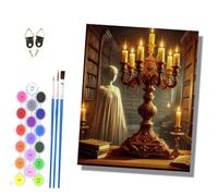 HONGPZH Paint by Numbers Kits for Adults Painting Kits for Beginners Symbols Colored Canvas Pigment Drawing Paintwork for Home Wall Decor 16x20in Frameless Ghosts Under the Candlelight