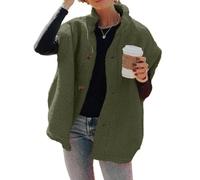 Hongqizo Womens Fuzzy Fleece Vest Casual Oversized Warm Button Down Sherpa Vest Jacket with Pockets, Green, Small