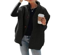 Hongqizo Womens Fuzzy Fleece Vest Casual Oversized Warm Button Down Sherpa Vest Jacket with Pockets, Grey, S