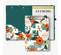 Hongri Mini Clipboard Folio with Refillable Lined Notepad and Interior Storage Pocket for Students, Classroom, Office, Women, Man, Cute Custom Pattern, Standard A5 Size 6 x 9 in, Classic Flower