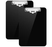 Hongri Plastic Clipboard with Pen Holder, Black 8.5x11 Letter Size Clip Board for Classroom, Office, Students, Nurses and Women, Low Profile Clip, Size 12.5 x 9 in(Pack of 2)